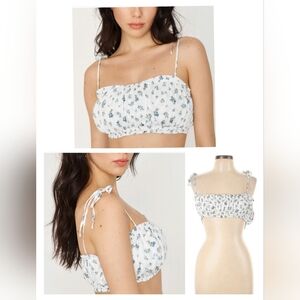 Garage White Floral Crop Top